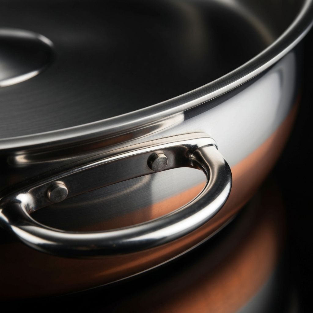 Close-up of Belgique premium stainless steel surface showing mirror-polish quality